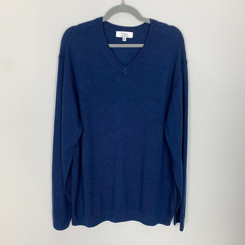 Turnbury Extra Fine Merino Wool Mens V Neck Sweater Size XLT XL Tall‎